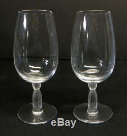 Rare Pair of Lalique Crystal Lougsor Pattern Stemware Wine Glasses MIB