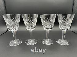 Rare Stunning Set of 4 WATERFORD CRYSTAL Ashling (Cut) Claret Wine Glasses MINT