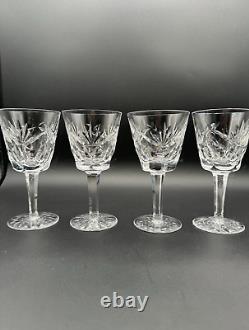 Rare Stunning Set of 4 WATERFORD CRYSTAL Ashling (Cut) Claret Wine Glasses MINT