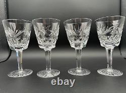 Rare Stunning Set of 4 WATERFORD CRYSTAL Ashling (Cut) Claret Wine Glasses MINT