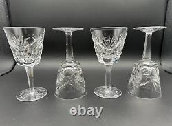 Rare Stunning Set of 4 WATERFORD CRYSTAL Ashling (Cut) Claret Wine Glasses MINT