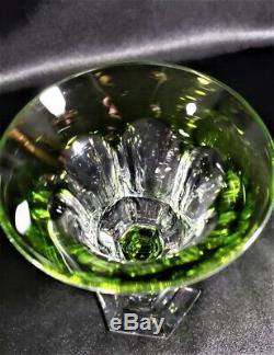 Rare Val St Lambert Crystal Green Cut to Clear Metternich Pattern Wine Goblets 5