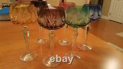 Rare Vintage, Hand Cut Crystal Bohemian/Czech Mouth Blown Wine Glasses, set of 6
