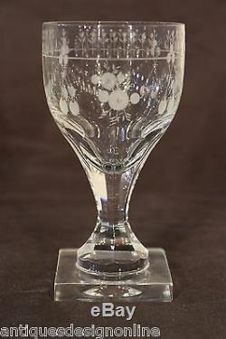 Rare set 34 antique Georgian crystal wine glasses quality engraved Empire 1800s