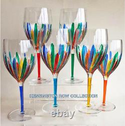 Ravenna Oversized Wine Glasses Set Of Six Hand Painted Venetian Glassware