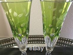 Reduced. Signed Varga Printemps Crystal Champagne and Wine Glasses Set of 12