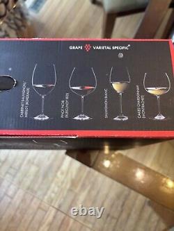 Reidel Set of 4 Red & White Lead Crystal Wine Tasting Glasses, Germany