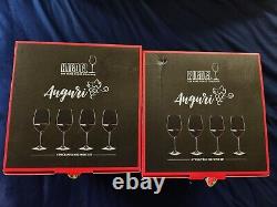 Riedel Auguri Red Wine glasses lot 2 of a set of 4 in box crystal clear # 0460/0