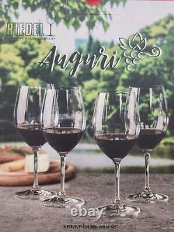 Riedel Auguri Red Wine glasses lot 2 of a set of 4 in box crystal clear # 0460/0