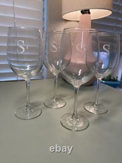 Riedel Cabernet Merlot Crystal Wine Glasses Set Of 4 -6884/0- etched Initial S