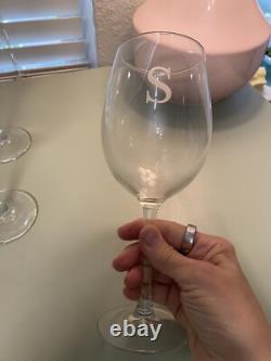 Riedel Cabernet Merlot Crystal Wine Glasses Set Of 4 -6884/0- etched Initial S