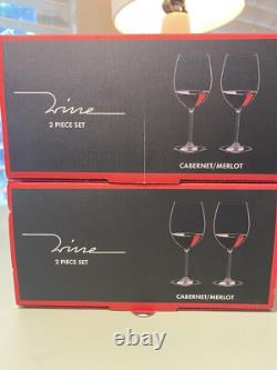 Riedel Cabernet Merlot Crystal Wine Glasses Set Of 4 -6884/0- etched Initial S