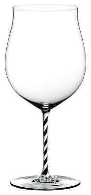 Riedel Fatto A Mano Burgundy Grand Cru Wine Glass Black White Twisted Stem NEW