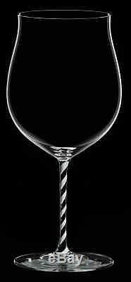Riedel Fatto A Mano Burgundy Grand Cru Wine Glass Black White Twisted Stem NEW