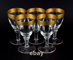 Rimpler Kristall, Zwiesel Germany. Five crystal white wine glasses with gold rim