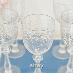 Rock Sharpe Libbey Crystal Paisley Water Wine Goblets Glasses Set 6 1930's Vtg