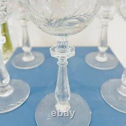 Rock Sharpe Libbey Crystal Paisley Water Wine Goblets Glasses Set 6 1930's Vtg