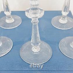 Rock Sharpe Libbey Crystal Paisley Water Wine Goblets Glasses Set 6 1930's Vtg