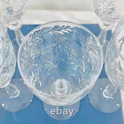 Rock Sharpe Libbey Crystal Paisley Water Wine Goblets Glasses Set 6 1930's Vtg