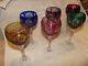 Roemer Wine Glasses 6 Stemmed Cut Crystal Etched Vibrant Colors