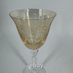 Rogaska Crystal Venetian Amber Wine Glasses Water Goblets Set of 4 in orig box