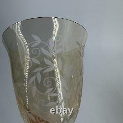 Rogaska Crystal Venetian Amber Wine Glasses Water Goblets Set of 4 in orig box