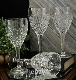 Rosaska Crystal Ice Cold Pattern Wine Glasses 7.5 Textured Bowl Retro Styled