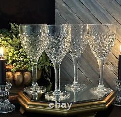 Rosaska Crystal Ice Cold Pattern Wine Glasses 7.5 Textured Bowl Retro Styled