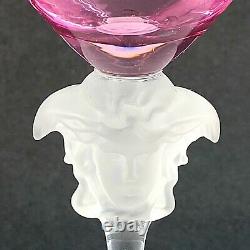 Rosenthal Crystal Glass Versace Medusa Lumiere Cranberry Pink Wine Goblet 10 1/2