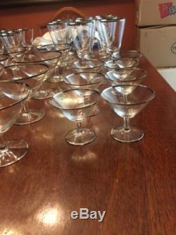 Rosenthal Signed Crystal Platinum Band Wine Sherbet And Martini Glasses 1960s
