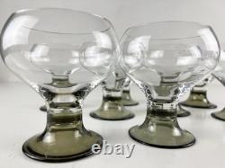 Rosenthal Studio Linie Romus Crystal Challis Smoke Foot Wine Glasses Set Of 8