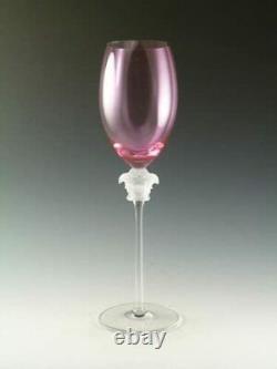 Rosenthal Versace Medusa Crystal Lumiere Cranberry Crystal Wine Glass 10 1/2'