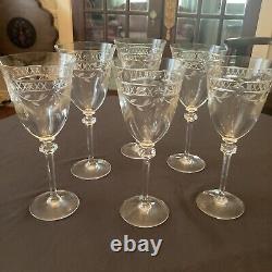 Royal Doulton Wellesley Cut Crystal Wine/ Water Glasses Goblets/ Estate Set 6
