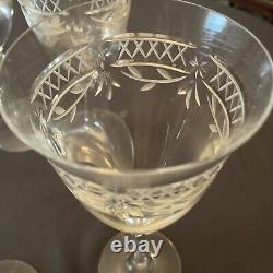Royal Doulton Wellesley Cut Crystal Wine/ Water Glasses Goblets/ Estate Set 6