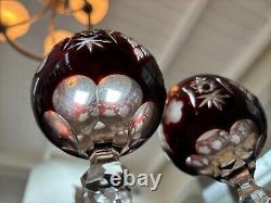 Ruby Red Wine Hock Goblet Lead Cystal Ajka Crystal Hungary Grapes & Star Cut Ste