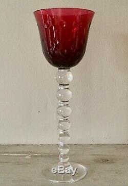 SAINT ST LOUIS CRYSTAL HOCK wine glass BUBBLES ruby red NEW! List $310