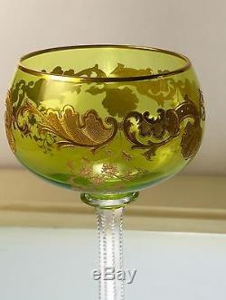 SAINT ST. LOUIS French Crystal Massenet Gold Chartreuse Hock Wine Stem