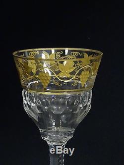 SET 10 VINTAGE 1950's VAL St LAMBERT CRYSTAL PAMPRE D'Or GRAPES WINE GLASS 7.5