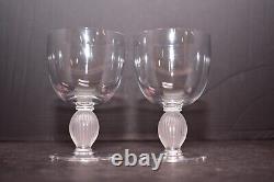 SET 2 Lalique Langeais French Crystal Wine Glass Goblet discontinued clear 4.75