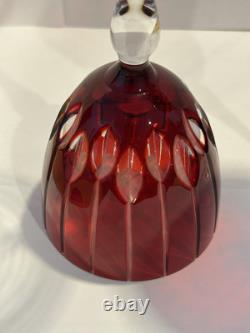 SET (2) Murano Crystal Cut Wine Glasses Ruby Red Purchased Italy Artist Signed