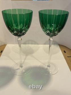 SET (2) Murano Crystal Wine Glasses Emerald Green? Purchased Italy Artist AUTO SET (2) Murano Crystal Wine Glasses Emerald Green? Purchased Italy Artist AUTO