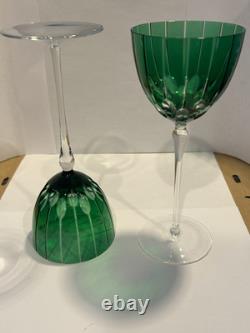 SET (2) Murano Crystal Wine Glasses Emerald Green? Purchased Italy Artist AUTO SET (2) Murano Crystal Wine Glasses Emerald Green? Purchased Italy Artist AUTO