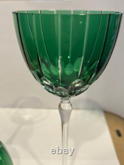 SET (2) Murano Crystal Wine Glasses Emerald Green? Purchased Italy Artist AUTO SET (2) Murano Crystal Wine Glasses Emerald Green? Purchased Italy Artist AUTO