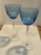 SET (2) Murano Crystal Wine Glasses Light Blue Purchased in Italy Artist Signed