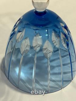 SET (2) Murano Crystal Wine Glasses Light Blue Purchased in Italy Artist Signed