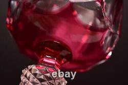 SET 4 Antika Nachtmann 8 Stemmed Cut to Clear Hock Wine Glasses Cranberry RED