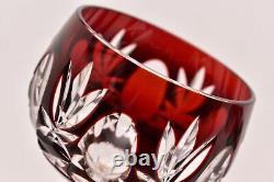 SET 4 BOHEMIAN CZECH CUT TO CLEAR CRYSTAL RED WINE Glasses GOBLETS Hocks Stems