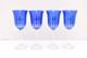 SET 4 BOHEMIAN CZECH CUT TO CLEAR CRYSTAL Wine GLASSES Goblets Cobalt Blue