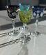 SET 4 BOHEMIAN CZECH CUT TO CLEAR CRYSTAL Wine Glasses GOBLETS Multi Colored 7