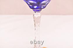 SET 4 BOHEMIAN CZECH CUT TO CLEAR Hock Wine GLASSES Goblets Multicolor NOS w BOX